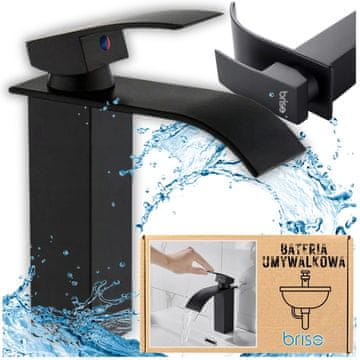 shumee STOJEČA PIPA ZA UMIVALNIK, SLAP, KASKADA, ČRNA MAT, KOPALNIŠKA PIPA