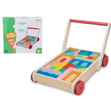 shumee LESENI OTROŠKI VOZIČEK, POTISKALKA, HODILICE, LESENI BLOKOVI, 50 EL