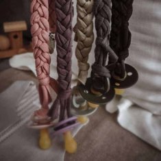 shumee Živjo mali - držalo za dudo iz pletenega bombaža, svetlo sivkaste barve