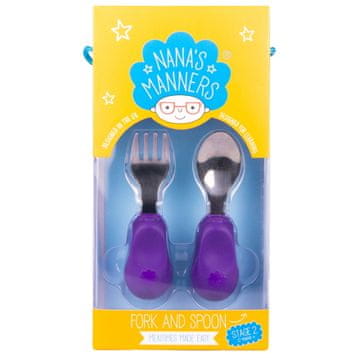 shumee NANAS MANNERS Jedilni pribor, vilice in žlica, 2 stopnja, VIJOLIČNA, 1–3 leta
