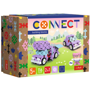 shumee BLOCKI CONNECT 2-v-1 gradbeni komplet Kamper/ljubki avtomobilček Figurica Mia