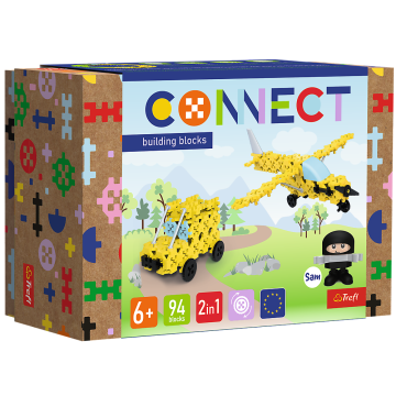 shumee BLOCKI CONNECT Komplet gradbenih kock 2 v 1 Lahko letalo/Jeep Sam Figura