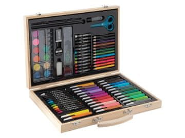 shumee Umetniški komplet za barvanje v leseni škatli, 86 kosov