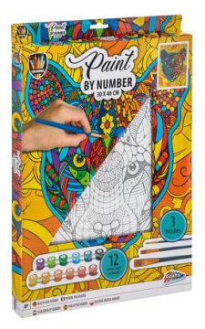 shumee Slikanje po številkah na platnu TIGER Komplet z barvami in platnom 30x40 - Grafix