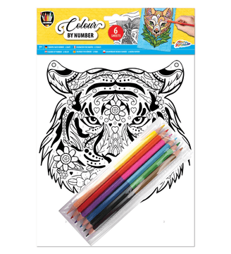 shumee Grafix pobarvanka slikanje po številkah - z barvicami - Tiger