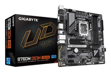 Gigabyte GIGABYTE B760M DS3H GEN5 Matična plošča - Podpira Intel Core 14. generacije CPU-je, 6+2+1 fazni digitalni VRM, do 5600MHz DDR5, 2xPCIe 4.0 M.2, 2.5GbE LAN, USB 3.2 Gen2