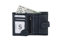 shumee Moška usnjena denarnica z zaponko Wild Horse RFID, temno modra