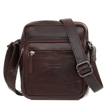shumee Srednja moška usnjena torba divje naravne rjave barve