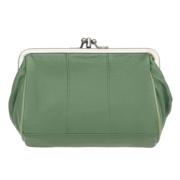 shumee Velika usnjena torbica Leathercraft zelene barve