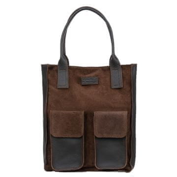 shumee Velika nakupovalna torba Suede Vezze Tasca Choco