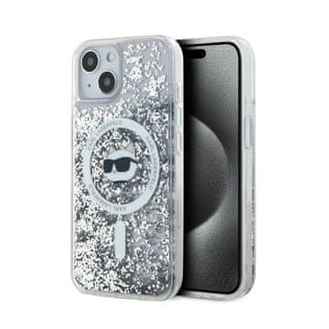 Karl Lagerfeld Ovitek Karl Lagerfeld Liquid Glitter Choupette Head MagSafe – iPhone 15 Plus / 14 Plus (prozoren)