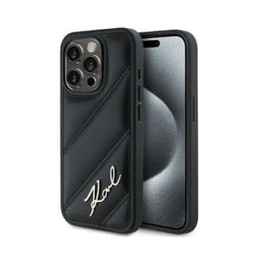 Karl Lagerfeld Ovitek Karl Lagerfeld Diagonal Quilted Script – iPhone 15 Pro Max (črn)