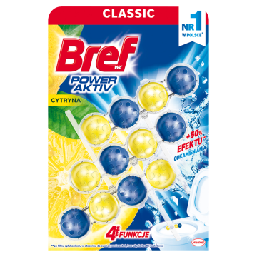 shumee Bref Power Aktiv - Obešalnik za stranišče, limona, 3x50g - Čistoča in svežina za dolgo časa