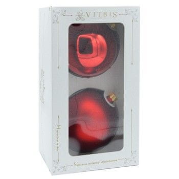 shumee Vitbis steklene kroglice 8 cm, rdeče, 2 kosa - okraski za božično drevo