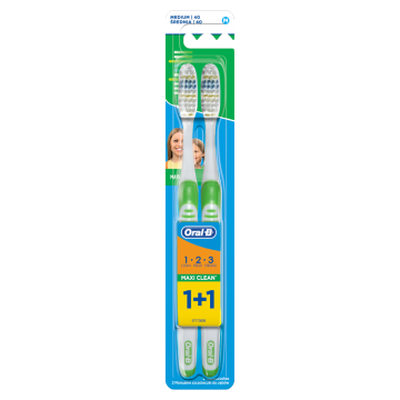 shumee Ročna zobna ščetka Oral-B 1-2-3, velikost 40, srednja, 1+1