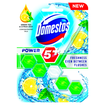 shumee Domestos Power 5+ WC blok z vonjem zelenega čaja in citrusne lupinice 2 x 55 g