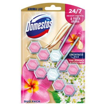 shumee Domestos Aroma Lux WC blok z roza jasminom in bezgom 2 x 55 g