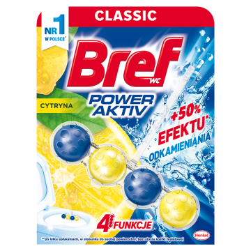 shumee Bref Power Aktiv - Obešalnik za stranišče, limona, 50 g - Dolgotrajna svežina in zaščita pred vodnim kamnom