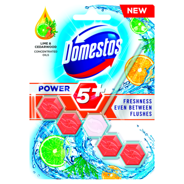 shumee Domestos Power 5+ WC blok z vonjem limete in cedre 2 x 55 g