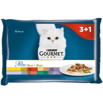 shumee Purina Gourmet Perle Meat Duet - mokra hrana za odrasle mačke - 4 x 85 g