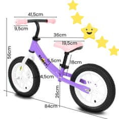 shumee Vijolično poganjalo z 12 kolesi in LED lučmi, jeklenim okvirjem za deklice