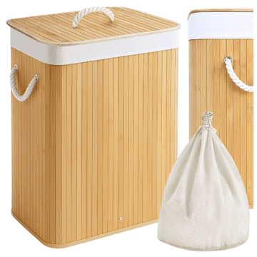 shumee Zložljiva košara za perilo iz bambusa, igrače, spodnje perilo, velik organizator