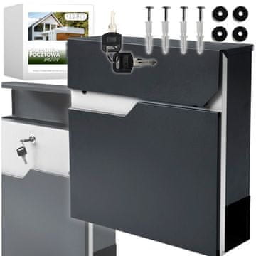 shumee Industrijski poštni nabiralnik za pisma, dvobarven, siv, proti koroziji, A4