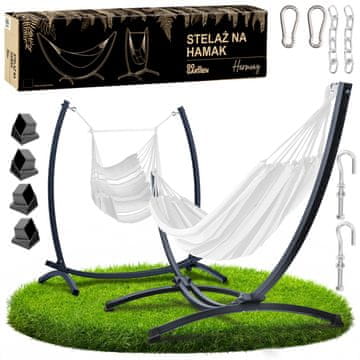 shumee Okvir viseče mreže, gugalnica, vrtno stojalo, kovina, brazilski stol, 2 v 1