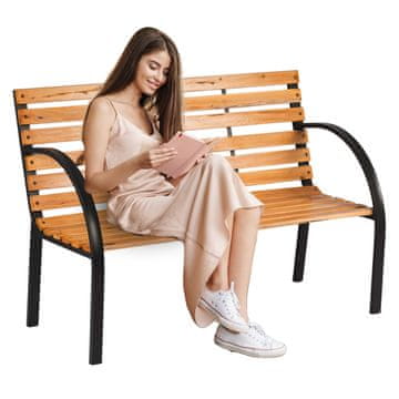 shumee Lesena vrtna klop, pokopališka klop, kovinska parkovna klop z naslonjalom, velika