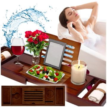 shumee Polica, stojalo za kad, bambusova kopalniška prevleka, raztegljiva spa miza