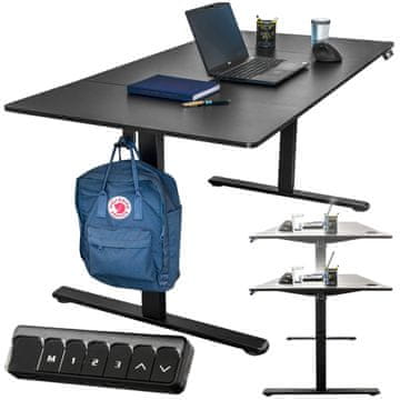 shumee Električna nastavljiva igralna miza, samodejno stoječa, 160x80 črna