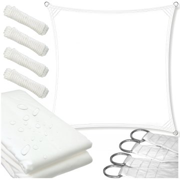 shumee Jadralna streha, kvadratna senčnik, bela, vodoodporna, UV, 5x5 m