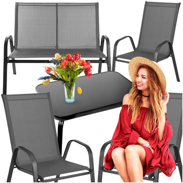 shumee Vrtni komplet pohištva, kovinski, 2x stol, kavč, miza, terasa, balkon, GoGarden