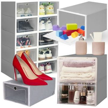 shumee Škatle za čevlje, omarica, polica, močna, modularna, za garderobo, hodnik, 33x23x14