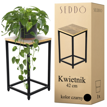 shumee Kovinsko leseno industrijsko rustikalno stojalo za rože z 1 polico 42 cm