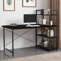 shumee Črna loft računalniška miza s kovinskimi policami za igranje iger in šolsko uporabo
