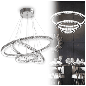 LED Solution Kristalni lestenec stropna viseča svetilka 3 obročasto ogledalo dnevna soba hladno