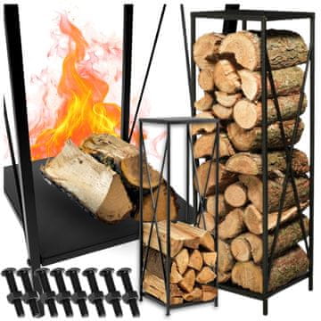 shumee Stojalo za drva, polica, stojalo za kamin, kovinsko podstrešje, visoka košara