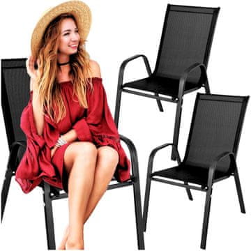 shumee Črn kovinski vrtni stol, 2 kosa