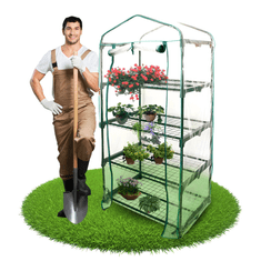 shumee Mini balkonski vrtni rastlinjak s 4 policami, večnadstropna polica za zelenjavni vrt, herbarij