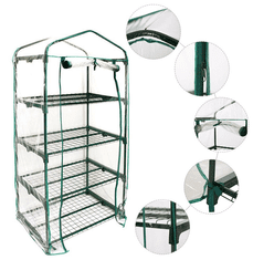 shumee Mini balkonski vrtni rastlinjak s 4 policami, večnadstropna polica za zelenjavni vrt, herbarij