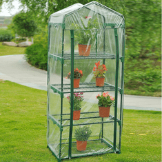 shumee Mini balkonski vrtni rastlinjak s 4 policami, večnadstropna polica za zelenjavni vrt, herbarij