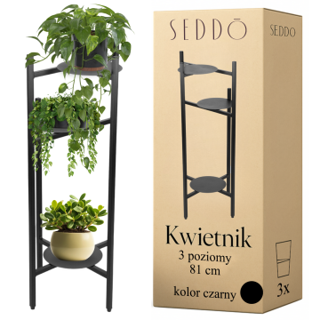 shumee Kovinsko stojalo za rože, stoječe stojalo za rože, rastline, lonci, 3 police, loft 81