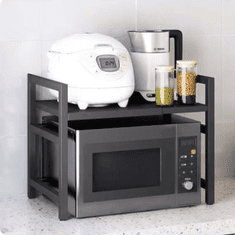 shumee Stojalo za mikrovalovno pečico, raztegljiva polica, teleskopska nastavitev, organizator za podstrešje