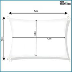 shumee Vrtno senčno jadro, vodoodporno, belo, vzdržljivo, močno, 5 x 3 m