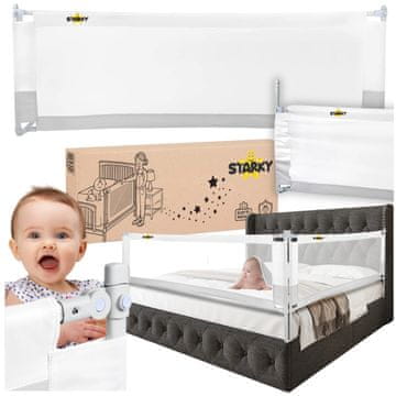 shumee Varnostna ograja za posteljo, zaščitna, zložljiva prevleka, siva, 200 cm