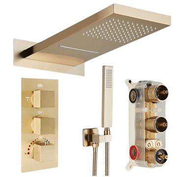 shumee Vgradna pipa za tuš 3 v 1 slap tuš zlati dež tuš