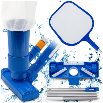 shumee Sesalnik za bazen, komplet za čiščenje dna bazena, mrežica, palica, umivalnik rok