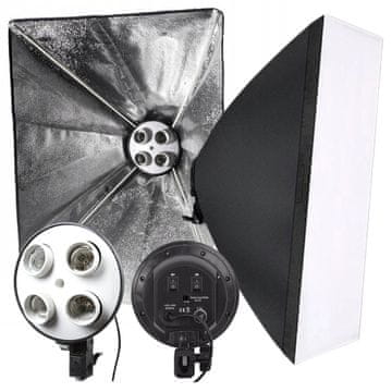 shumee Komplet studijskih svetilk 2 v 1, neprekinjena svetloba, 4 žarnice in softbox 50 x 70 cm