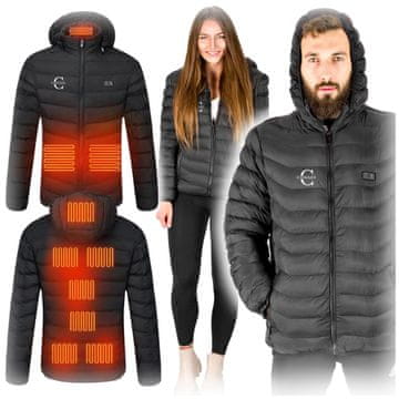 shumee USB ogrevana jakna črna, topla velikost M unisex zimska prešita kapuca USB ogrevana jakna s kapuco, prešita za ZIMO JESEN UNISEX ČRNE barve